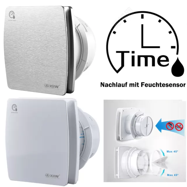 Badlüfter leise Ø 100mm mit Feuchtesensor Nachlauf Bad WC Wand Ventilator Abluft