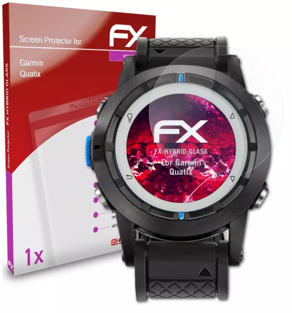 atFoliX Glasfolie für Garmin Quatix Panzerfolie 9H Schutzpanzer