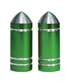 2x Metallic GREEN Metal Steel Dust Valve Wheel Tyre Caps (DC8) Motorbike P