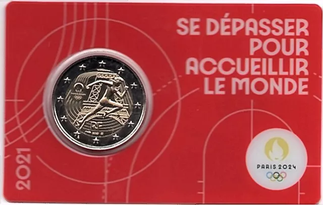 2 Euro Frankreich 2021 Sprinterin Coins Card Olympiade 2024
