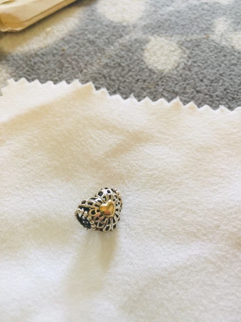 PANDORA TWO TONE Vintage Heart Charm 791275 PicClick UK