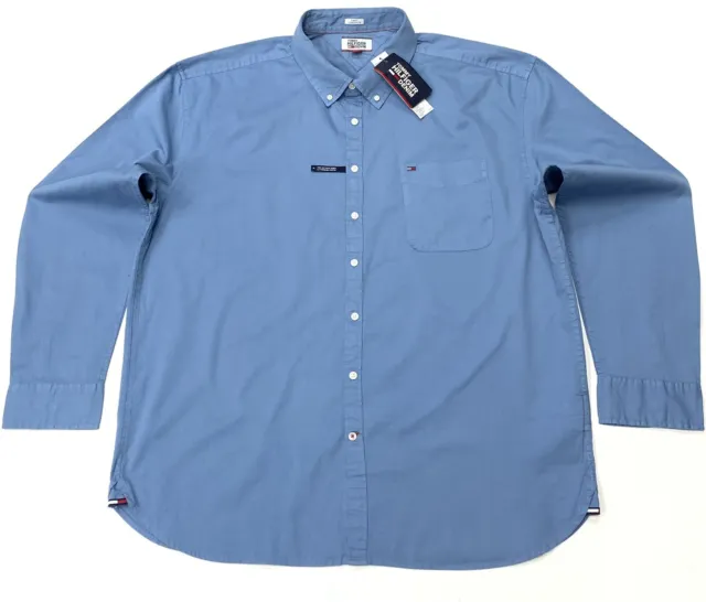 Camicia da uomo Tommy Hilfiger slim fit senza tuck blu pastello taglia 3XL/3TG