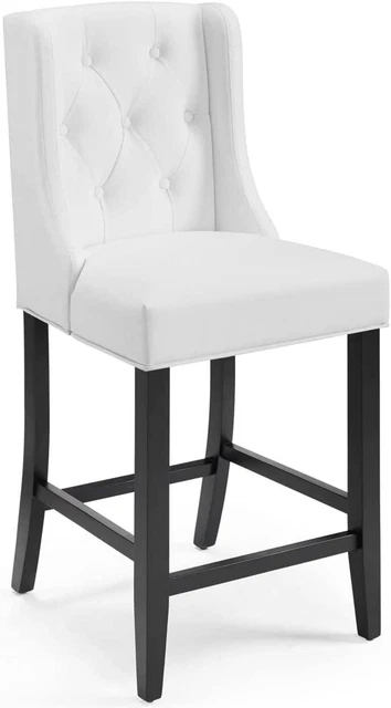 Modway Baronet Tufted Button Faux Leather Counter Stool, White