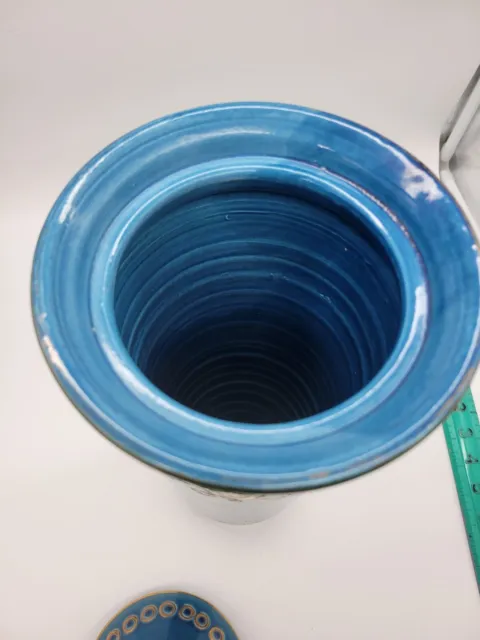 Aldo Londi Bitossi Rosenthal Netter Large Blu Green Jar Urn 1960 MCM Italian 3
