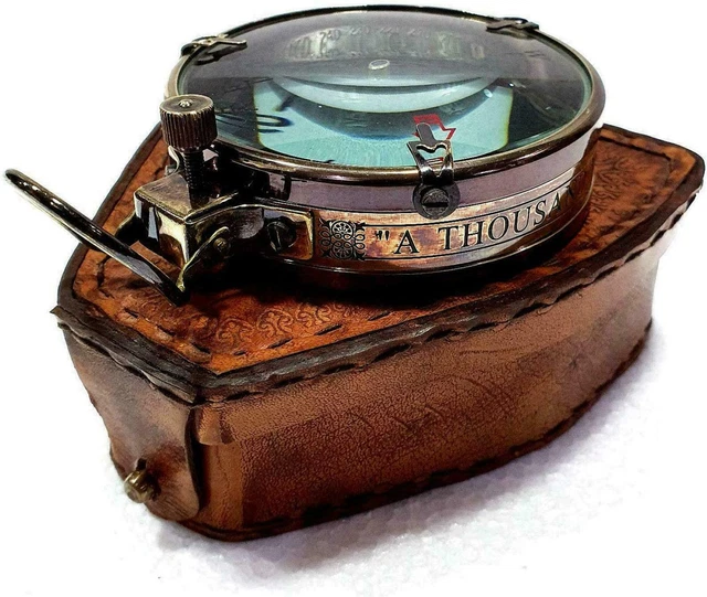 Antica Bussola Nautica Burnton In Ottone Massiccio - Strumento Marino Vintage - Ideale Per Decorazione O Collezionismo