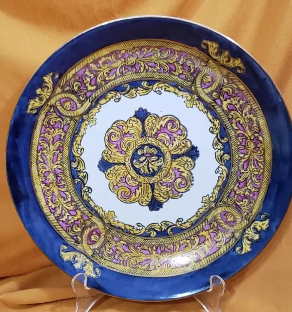 Decorator Plate Andrea by Sadek ''Blue Medalion?'' Rope Scroll Trim 10''