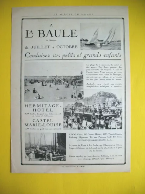 Publicite De Presse La Baule Bretagne Tourisme Plages Hotel Hermitage 1930