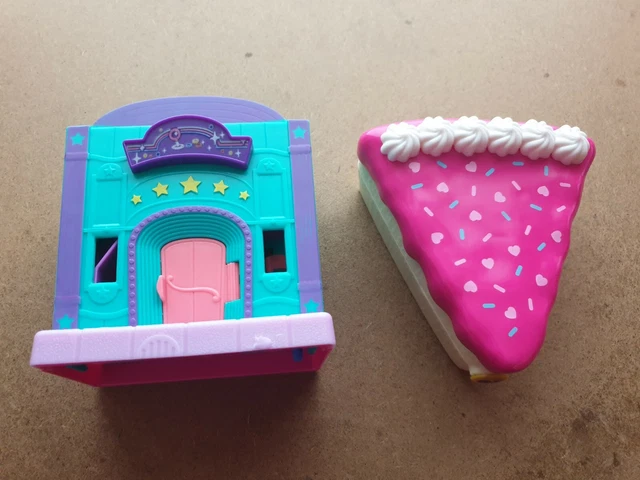 Polly Pocket Pollyville Arcade And Birthday Cake Bash Compact Playset Lot