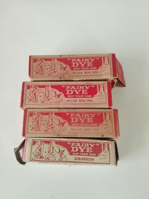 Vintage Fairy Dye X4 Pillar Box Red Crimson Clothing Dye Glssgow