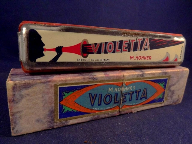 Ancien jouet  tôle bois musical Harmonica M.HOHNER'S VIOLETTA GERMANY années 30