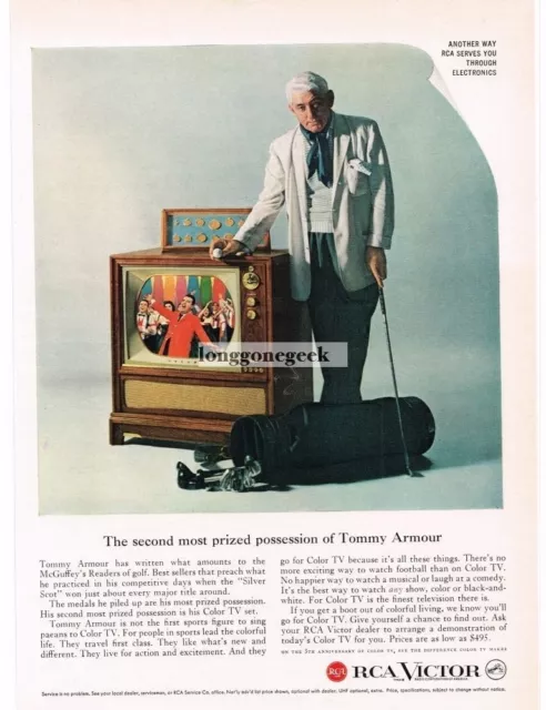1959 RCA VICTOR Color TV TOMMY ARMOUR Pro Golfer Vintage Print Ad