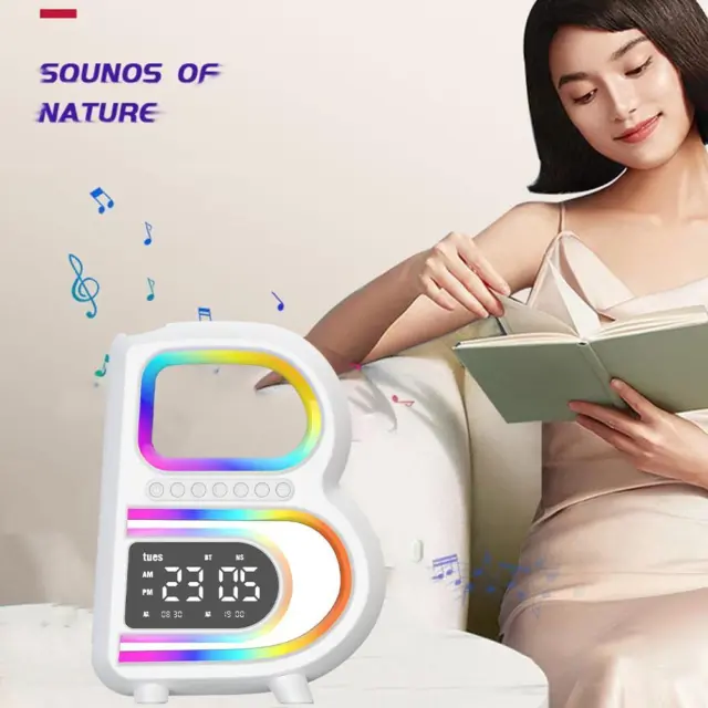 Smart Alarm Clock with Bluetooth Speaker Lamp Smart Watch for Home Office Decor∨