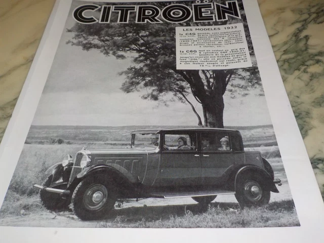 ANCIENNE PUBLICITE VEHICULE Citroen C4G Et C6G 1931 EUR 6,00 - PicClick FR