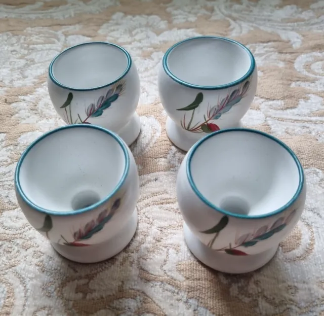 VTG Denby Greenwheat set of four egg cups made in England, as new condition