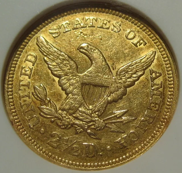 = 1851 AU50 ANACS $2.50 Liberty Gold Piece, Small Holder, FREE Shipping 3