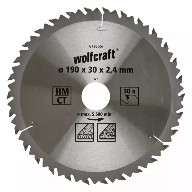 Wolfcraft 6736000 - Lama per sega circolare HM, 30 denti, Ø 190 mm (j7a)