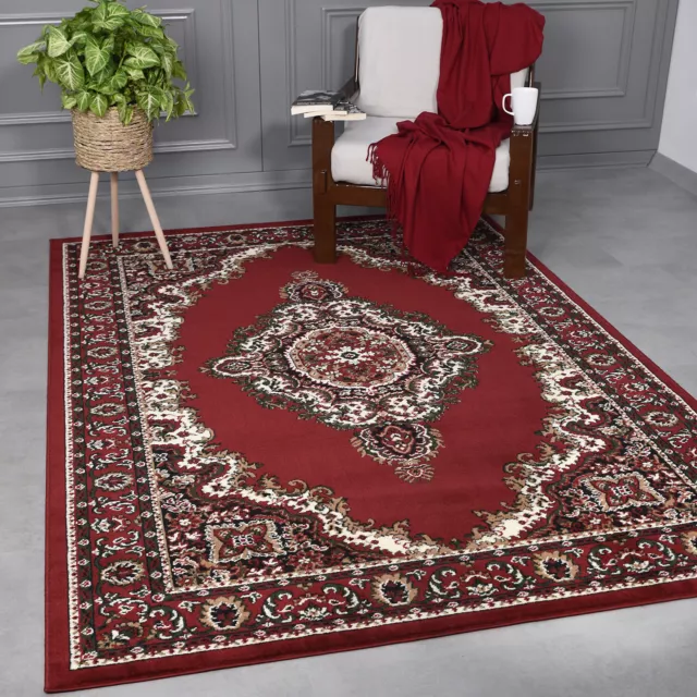 Klassisch Orient Teppich Orientalisch dicht gewebt Wohnzimmer Rot Beige