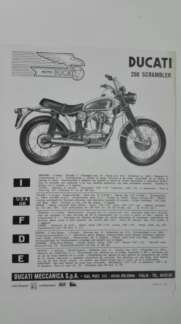 Prospectus Catalogue Brochure Motos DUCATI 250 SCRAMBLER 1969