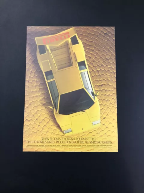 Lamborghini Countach Pirelli Vintage Original Print Ad Advertisement Printed A11