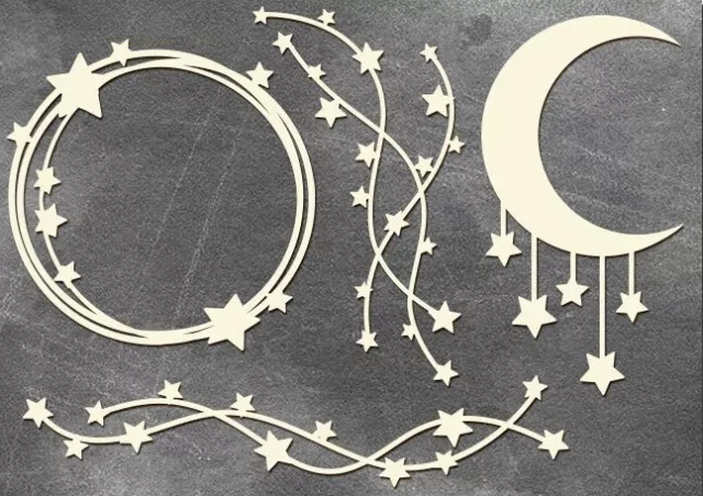 Elementos de aglomerado Moon and Stars para manualidades álbum de recortes fabricación de tarjetas diario