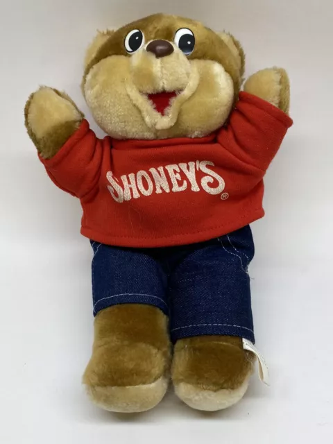 Shoneys Restaurant Teddy Bear Plush 10” Stuffed Animal Original Clothes 1986 VTG