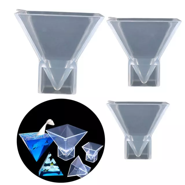 3Pcs Clear Pyramid Silicone Mold Resin Casting Mould DIY Epoxy for Jewelry