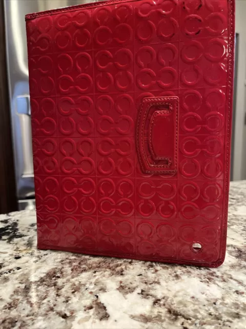 Rare Red Coach iPad 2 tablet case patent leather C Julia op Red  logo print