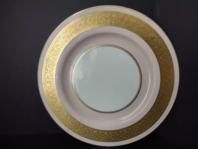 Haviland USA Heavy Ornate Gold Trim Pink Dinner Charger Plate 10-7/8" (lot 720)