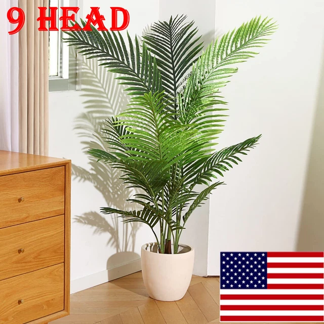 9 HEAD ARTIFICIAL Monstera Palm Tree Branch Fake Plastic Tropical Plant