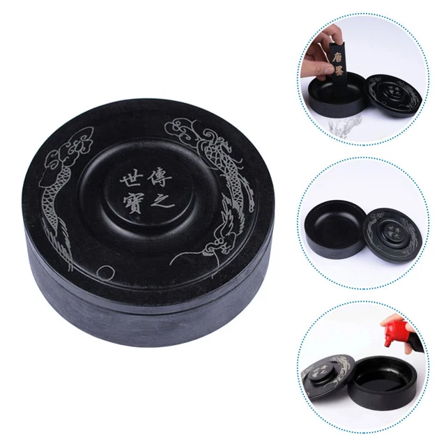 1Pc Tinte Schleifen Stein Kanji Inkstone Tinte Lagerung Container