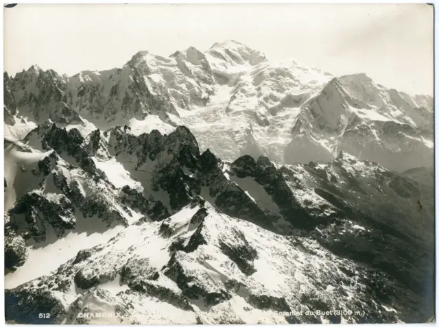 France, Chamonix, view of the summit of the Buet vintage silver print arg print