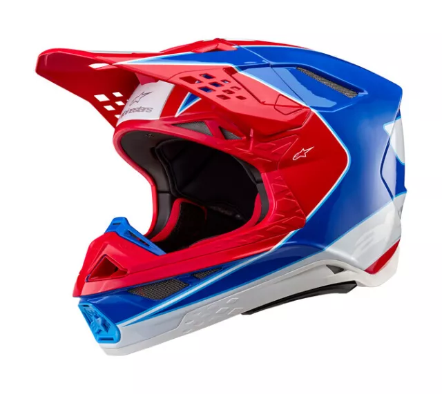 2024 Alpinestars Supertech S-M10 Sm10 Carbon Helmet Aeon Red Blue Ec2206 Mx New