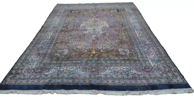 Large  PERSAIN CARPET RUG HAND MADE Oriental living Room Vintage 10ft 1" x 7ft