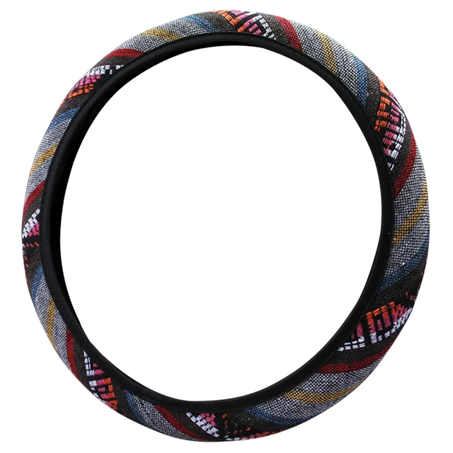 Steering Wheel Cover Linen Universal Car Styling Protective Elastic Ethnic Style