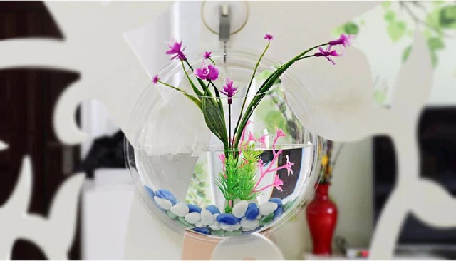 Wall Hanging Fish Bowl Acrylic Wall Mounted Fish Tank Decoration Pet Supplies