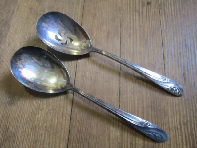 Vintage International Silver Holmes and Edwards 2 Pc 8 1/2" Pair of Spoons Nice