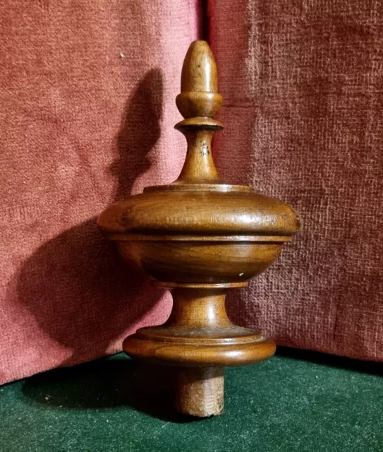 Victorian turned wood post finial Antique french architectural salvage 3"86