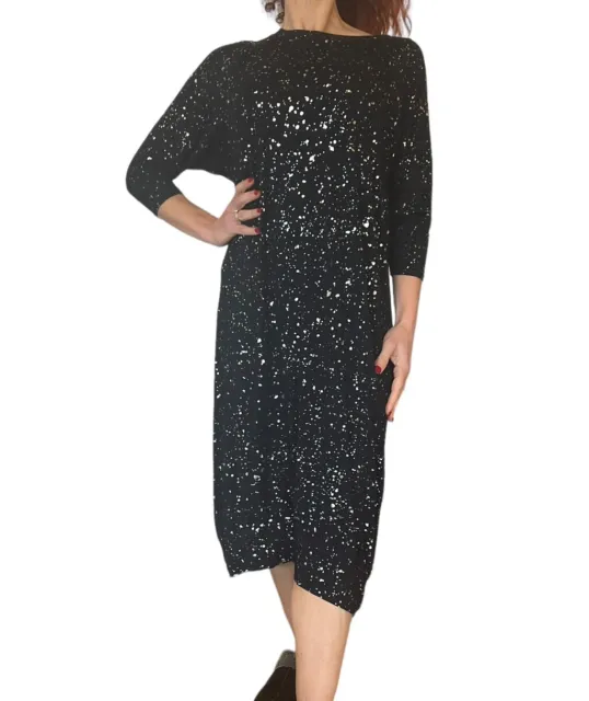 Hard Tail Forever Womens 3/4 Sleeve Splatter Paint Navy Blue Midi Dress Sir-52 M