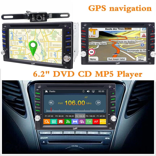 Camera+6.2Inch Touch Screen Double 2-DIN In Dash Radio Bluetooth DVD CD GPS DTV