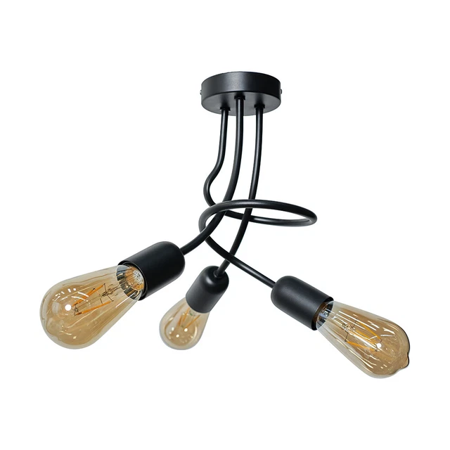 3 Way Matt Black Ceiling Light Fitting Living Room Pendant Lighting LED Bulbs