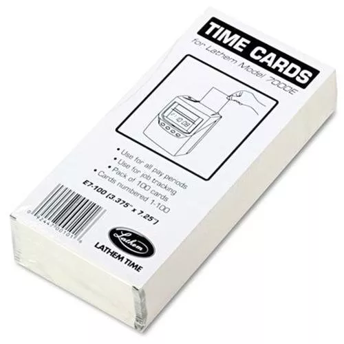 Lathem 7000e Double-sided Time Cards - 100 Sheet[s] - White - 100 / Pack