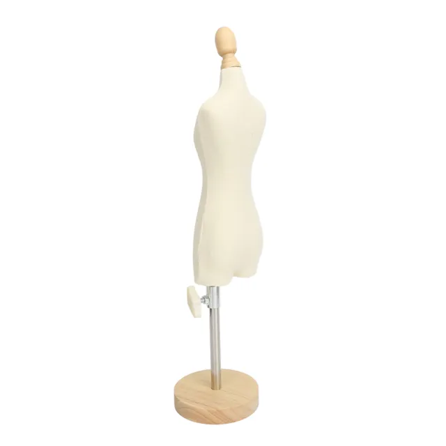 (1/4)Dress Form Female Mannequin Torso Mini Dress Model With Wooden Base