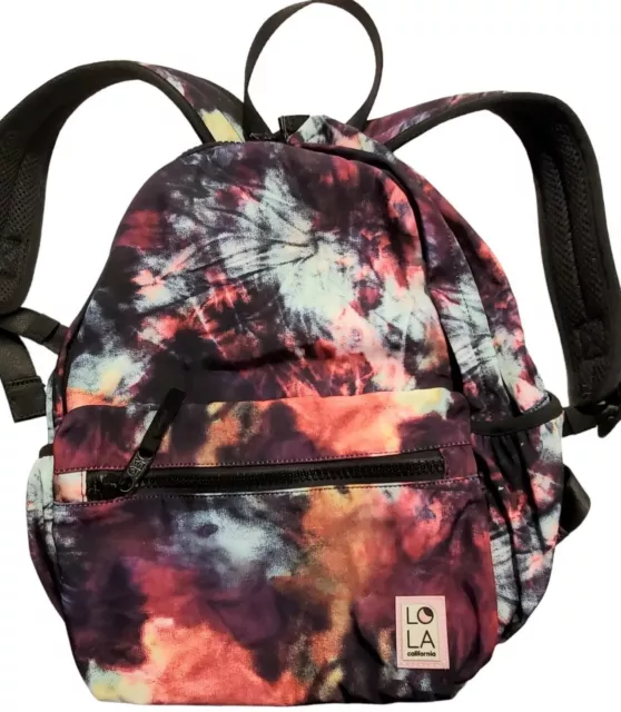 LOLA California Medium Backpack Purse Stargaze Tye Dye With Purple Fuschia Blue