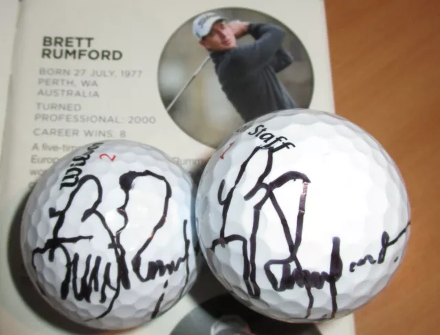 Brett Rumford Hand Signed Practice Golf Ball Unframed + Photo Proof C.o.a