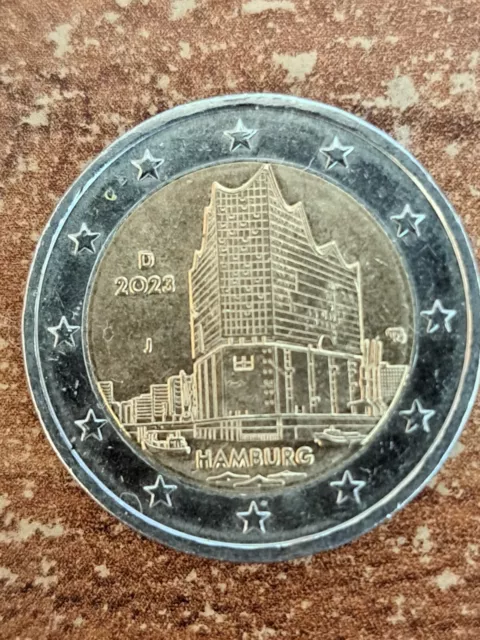 2 Euro Münze Elbphilharmonie Hamburg D 2023 J- Fehlprägung