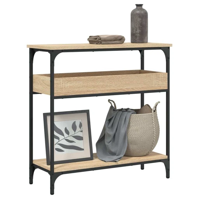 VidaXL Table Console Avec Tiroirs Et Étagères - Meuble D'Entrée Moderne Chêne Sonoma