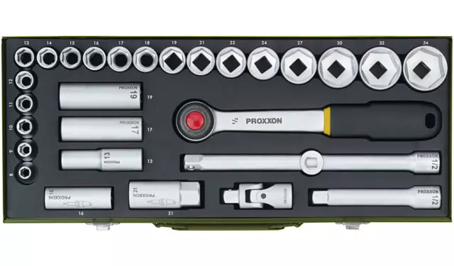 Proxxon Set 29 chiavi a bussola cricchetto 1/2"  8-34mm Candela officina 23000