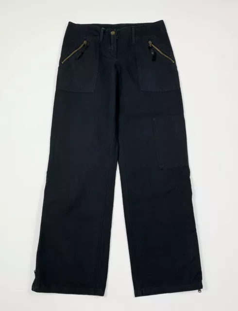 Benetton pantalone donna usato nero relaxed W28 tg 42 gamba dritta comfort T6919