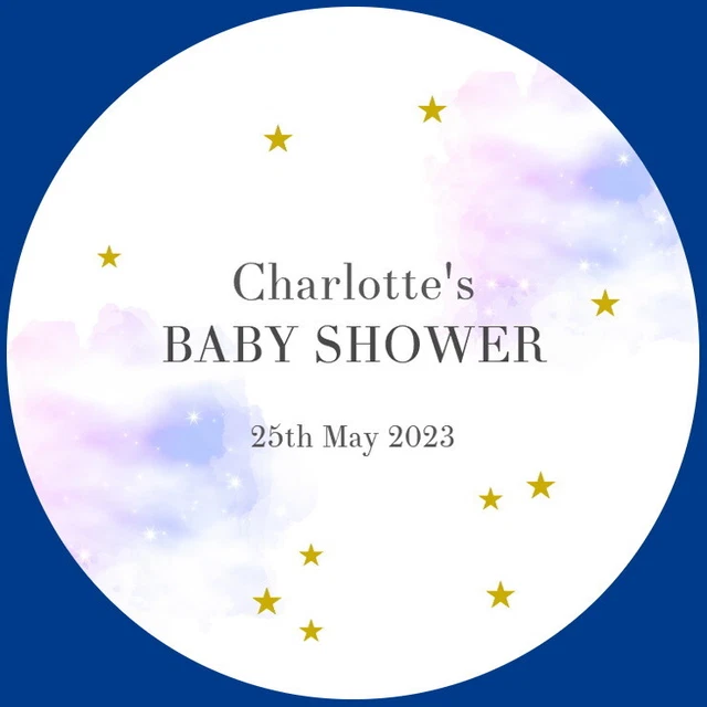 Baby Shower Christening Twinkly Sky Personalised Gloss Party Sweet Cone Stickers