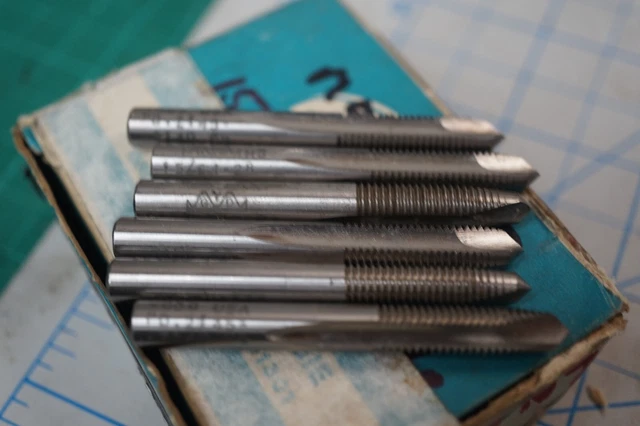 Lot of 6 Greenfield HSS 3 Flute Plug Taps 15/64-28 NS PD .2145-.2140